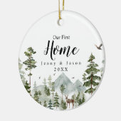 Winter Woodland Forest Ons Eerste Huis Keramisch Ornament (Links)