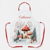 Winter Woodland Forest Paddenstoelen gepersonalise Schort (Voorkant)