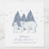 Winter Woodland Forest Polar Bear Baby Shower  Wijn Etiket (Enkel label)