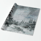 Winter Woodland Forest Silver Merry Kerstry Cadeaupapier (Uitgerold)