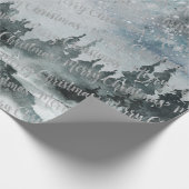 Winter Woodland Forest Silver Merry Kerstry Cadeaupapier (Hoek)
