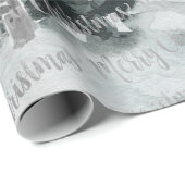 Winter Woodland Forest Silver Merry Kerstry Cadeaupapier (Rol Hoek)