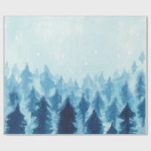 Winter Woodland, Forest Snow Blue Cadeaupapier (Vlak)