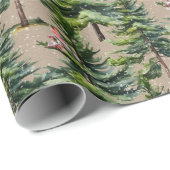 Winter Woodland Forest Vogels Eerste Sneeuwval Kra Cadeaupapier (Rol Hoek)