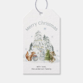Winter Woodland Forest Vrolijk Kerstfeest Cadeaulabel