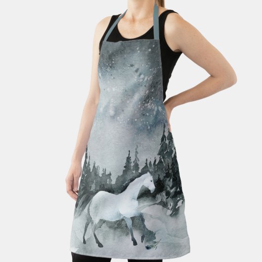 Winter Woodland Forest White Horse Night Sky Schort (Insitu)