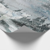 Winter Woodland Forest White Wolf Merry kerst Cadeaupapier (Hoek)