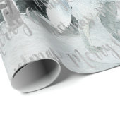 Winter Woodland Forest White Wolf Merry kerst Cadeaupapier (Rol Hoek)