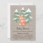 Winter Woodland Fox Baby shower Kaart (Voorkant)