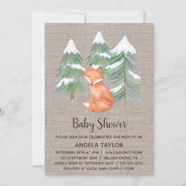 Winter Woodland Fox Baby shower Kaart