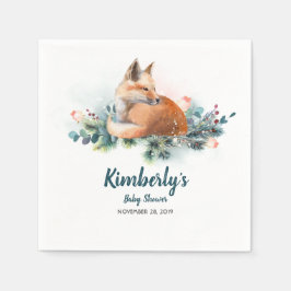 Winter Woodland Fox Baby shower Servet