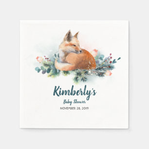Winter Woodland Fox Baby shower Servet