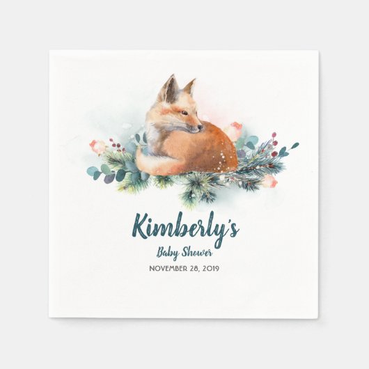 Winter Woodland Fox Baby shower Servet (Voorkant)