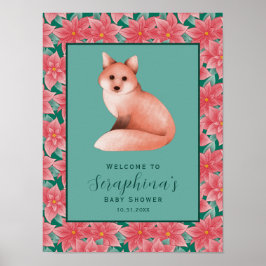 Winter Woodland Fox Baby shower WelkomstPoster Poster