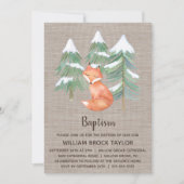 Winter Woodland Fox Baptism Kaart (Voorkant)