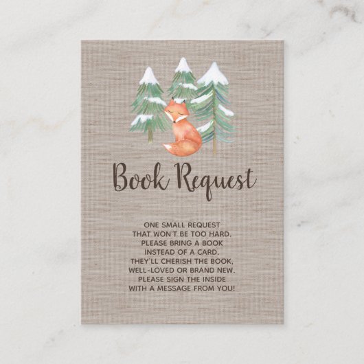 Winter Woodland Fox Book Request Insert Informatiekaartje (Voorkant)