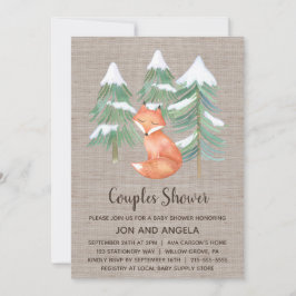 Winter Woodland Fox Couples Baby shower Kaart