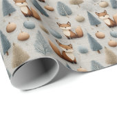 Winter Woodland Fox en kerstboom in het blauw Cadeaupapier (Rol Hoek)