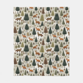 Winter Woodland Fox Fleece Deken