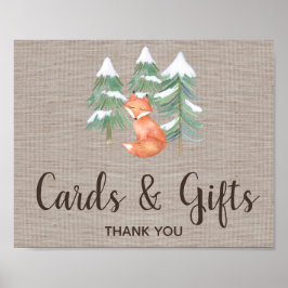 Winter Woodland Fox Kaarten en Gifts Sign Poster