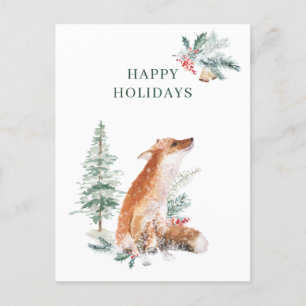 Winter Woodland Fox Kerstnieuwjaar Briefkaart