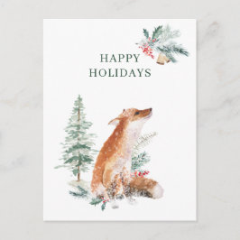 Winter Woodland Fox Kerstnieuwjaar Briefkaart