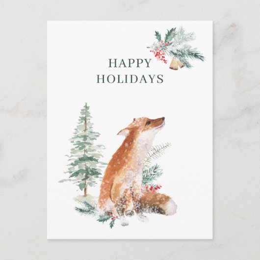 Winter Woodland Fox Kerstnieuwjaar Briefkaart (Voorkant)