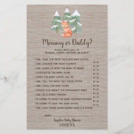 Winter Woodland Fox mammie of Dad Game Flyer