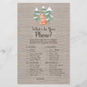 Winter Woodland Fox raad het juiste prijsspel Flyer (Achterkant)