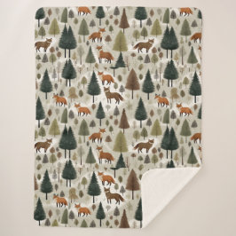 Winter Woodland Fox Sherpa Deken