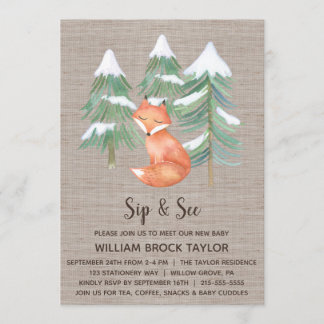 Winter Woodland Fox Sip en Zie Kaart