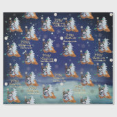 Winter Woodland Fox & Snowman Wrapping Paper  Cadeaupapier (Vlak)