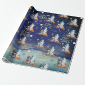 Winter Woodland Fox & Snowman Wrapping Paper  Cadeaupapier (Uitgerold)