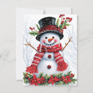 Winter Woodland Friends   feestelijke sneeuwman Briefkaart
