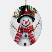 Winter Woodland Friends | feestelijke sneeuwman Keramisch Ornament (Rechts)