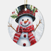 Winter Woodland Friends | feestelijke sneeuwman Keramisch Ornament (Links)