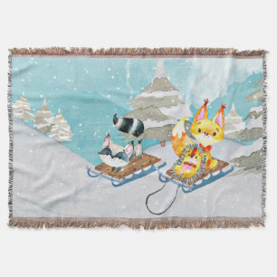 Winter Woodland Friends - Fox Hedég Illustratie Deken