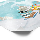 Winter Woodland Friends - Fox Hedég Illustratie Foto Afdruk (Hoek)