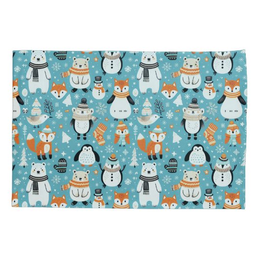 Winter Woodland Friends in Cozy Knits Kussensloop (Achterkant)