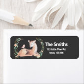 Winter Woodland Gold Pink Deer Greenery Etiket (Insitu)