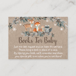 Winter Woodland Green Baby shower Boek Aanvraag Informatiekaartje
