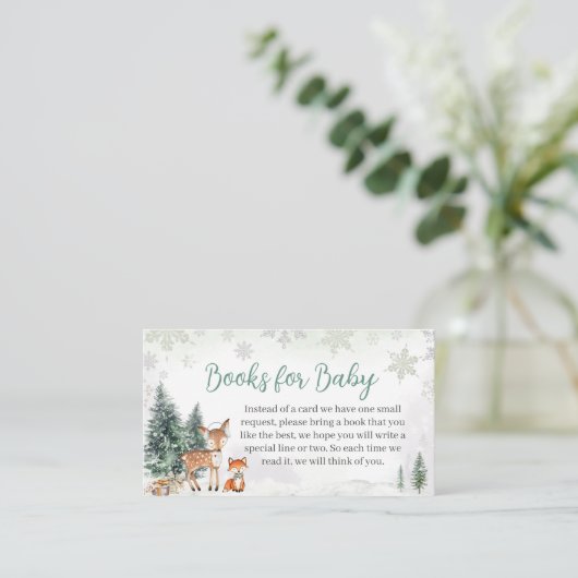 Winter Woodland Green Truck Boeken voor Baby Informatiekaartje (Staand voorkant)