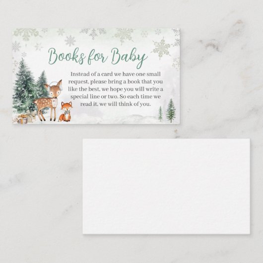 Winter Woodland Green Truck Boeken voor Baby Informatiekaartje (Voorkant / Achterkant)