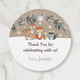 Winter Woodland Greenery Baby shower Bedankjes Labels