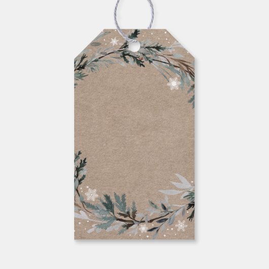 Winter Woodland Greenery Baby shower Cadeaulabel (Achterkant)