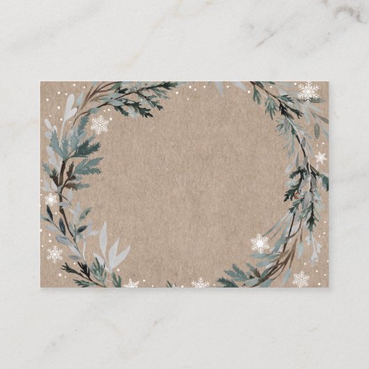 Winter Woodland Greenery Baby shower Diaper Raffle Informatiekaartje (Achterkant)