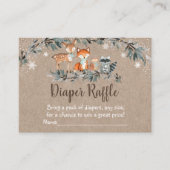 Winter Woodland Greenery Baby shower Diaper Raffle Informatiekaartje (Voorkant)