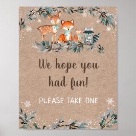 Winter Woodland Greenery Baby shower Favor Poster