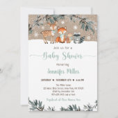 Winter Woodland Greenery Baby shower Kaart (Voorkant)