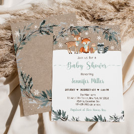 Winter Woodland Greenery Baby shower Kaart